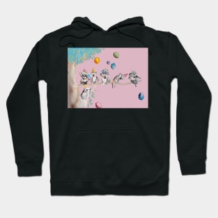 Koala Watercolor Painting, The Koalas Birthday Party - on Baby Pink Hoodie